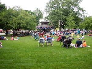 Music in the park on a Friday evening in Dexter, Michigan